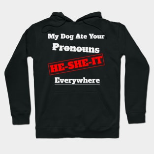 My Dog Ate Your Pronouns He She It Everywhere Hoodie